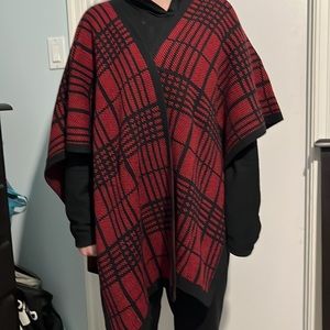 Red and black Knit blanket wrap sweater